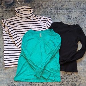 J. Crew Long Sleeve Tops - Black, White, and Teal